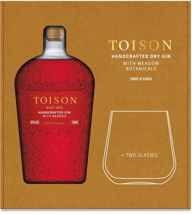 Toison Gin Ruby Red 38% 0,70 L + 2 poháre